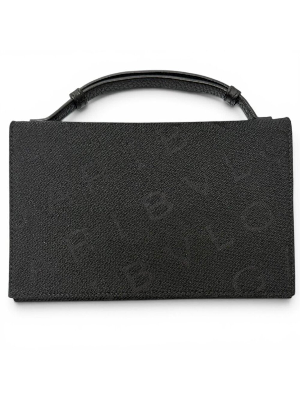 Bvlgari Canvas Leather Logo All Over Print Wallet on Chain Black Shoulder Bag